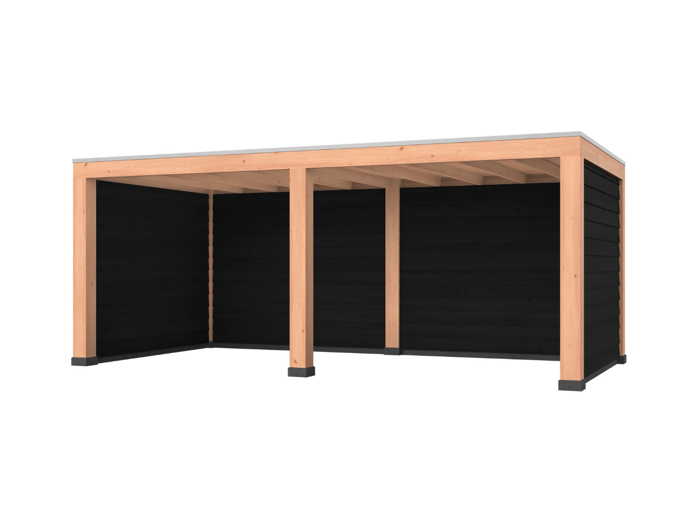 Douglas overkapping, 600 x 300, met zwarte achterwand en twee zijwanden, Westwood Modern - Afbeelding 1